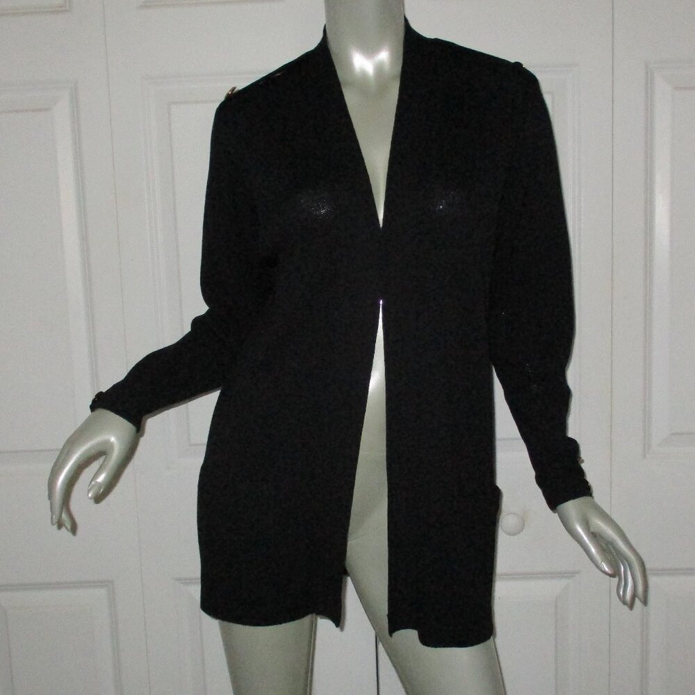 ST. JOHN SEPARATES Black Santana Knit Open Jacket Cardigan Size Small